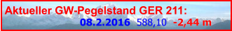 Aktueller GW-Pegelstand GER 211:     08.2.2016  588,10  -2,44 m